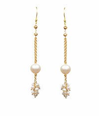 Gena Myint Earrings Gena Myint Double Pearl Dangle Vermeil Earrings