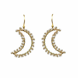 Gena Myint Earrings Gena Myint Freshwater Pearl Crescent Moon Vermeil Earrings