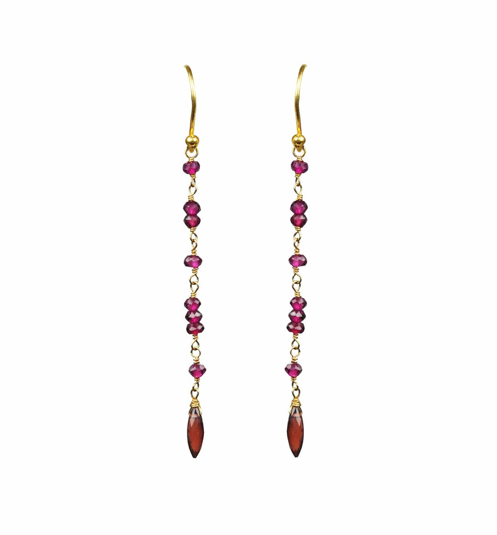 Gena Myint Earrings Gena Myint Garnet Linear Vermeil Earrings