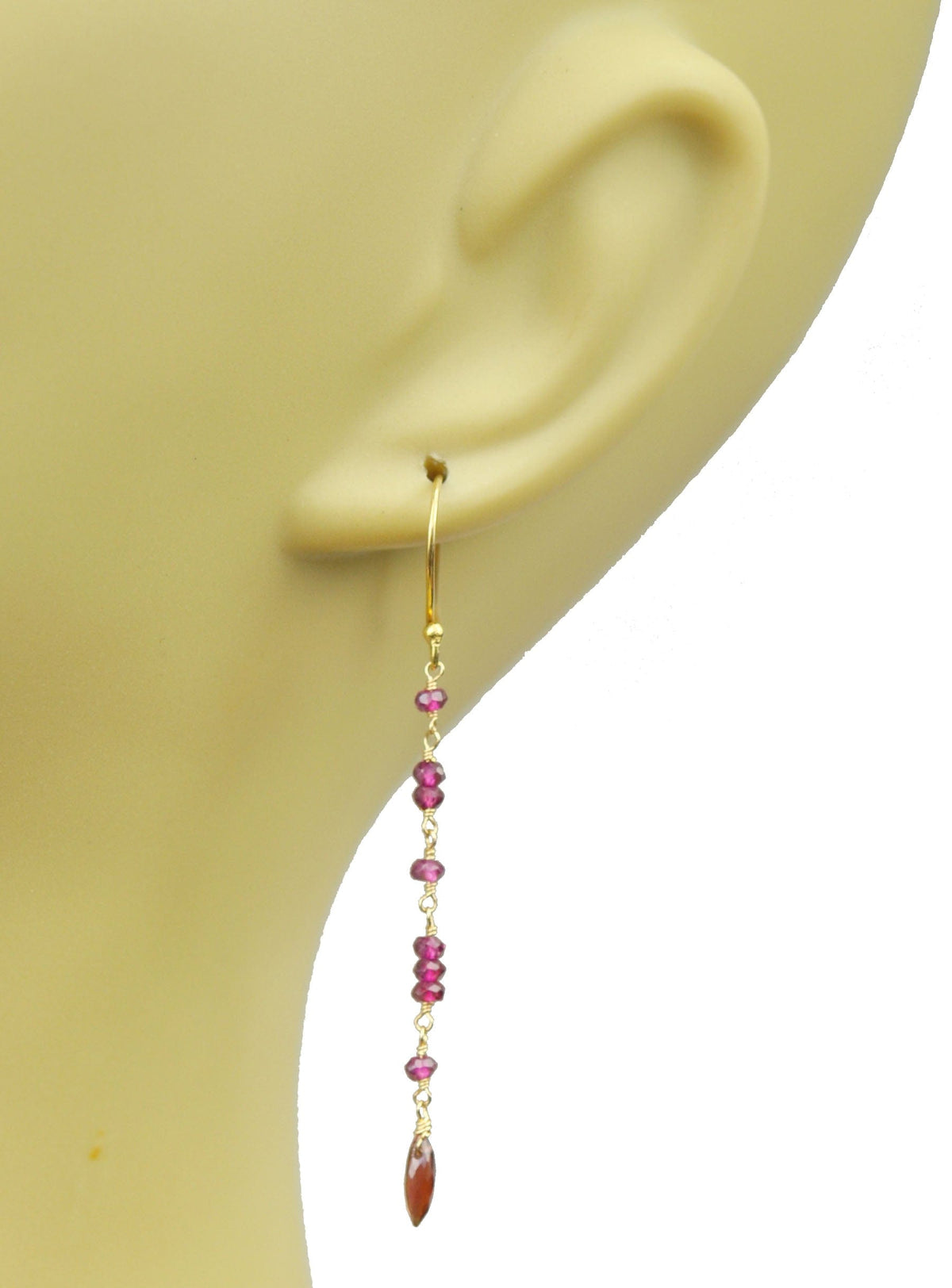 Gena Myint Earrings Gena Myint Garnet Linear Vermeil Earrings