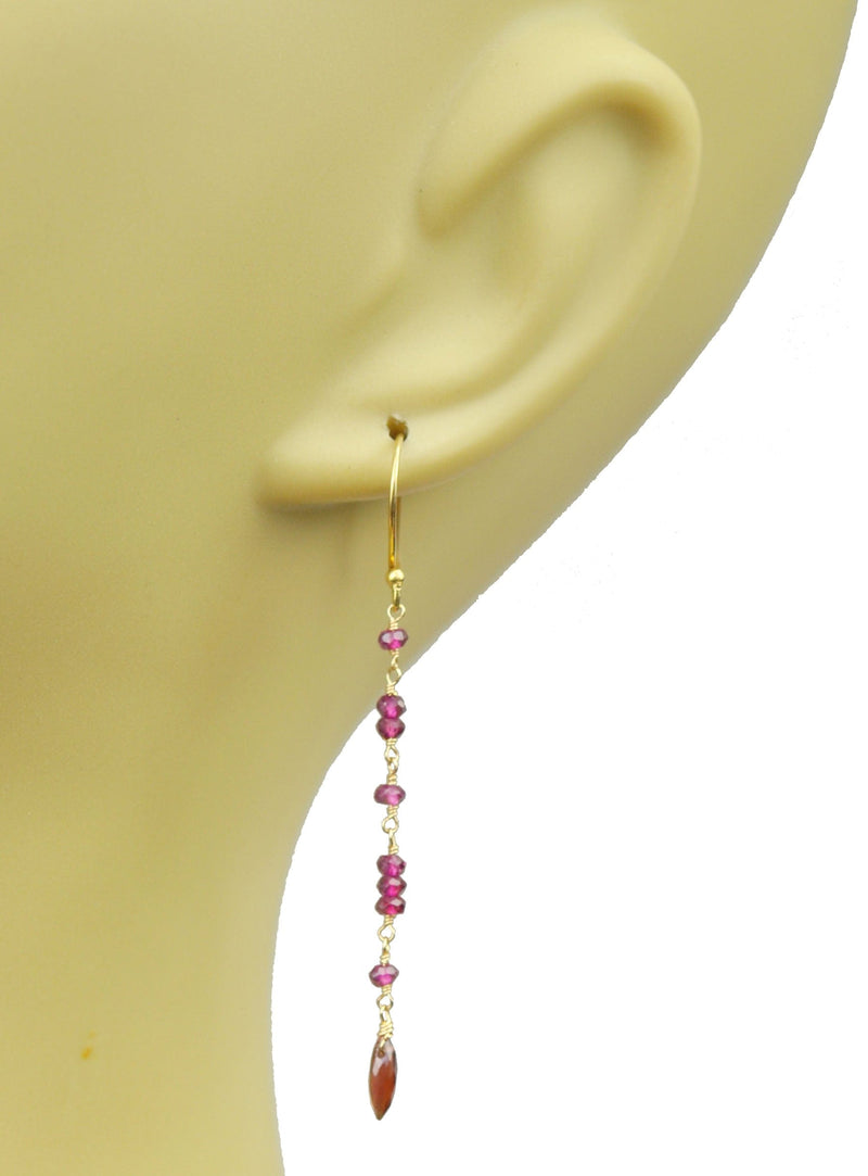Gena Myint Earrings Gena Myint Garnet Linear Vermeil Earrings