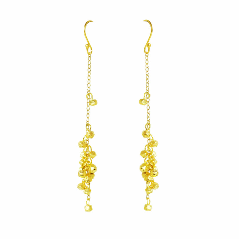 Gena Myint Earrings Gena Myint Gold Nugget Cascading Cluster Earrings
