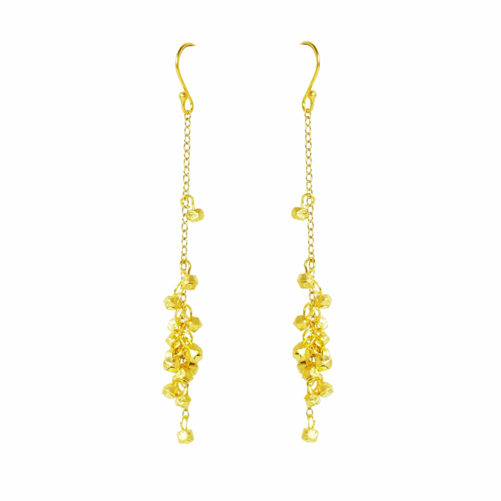 Gena Myint Earrings Gena Myint Gold Nugget Cascading Cluster Earrings