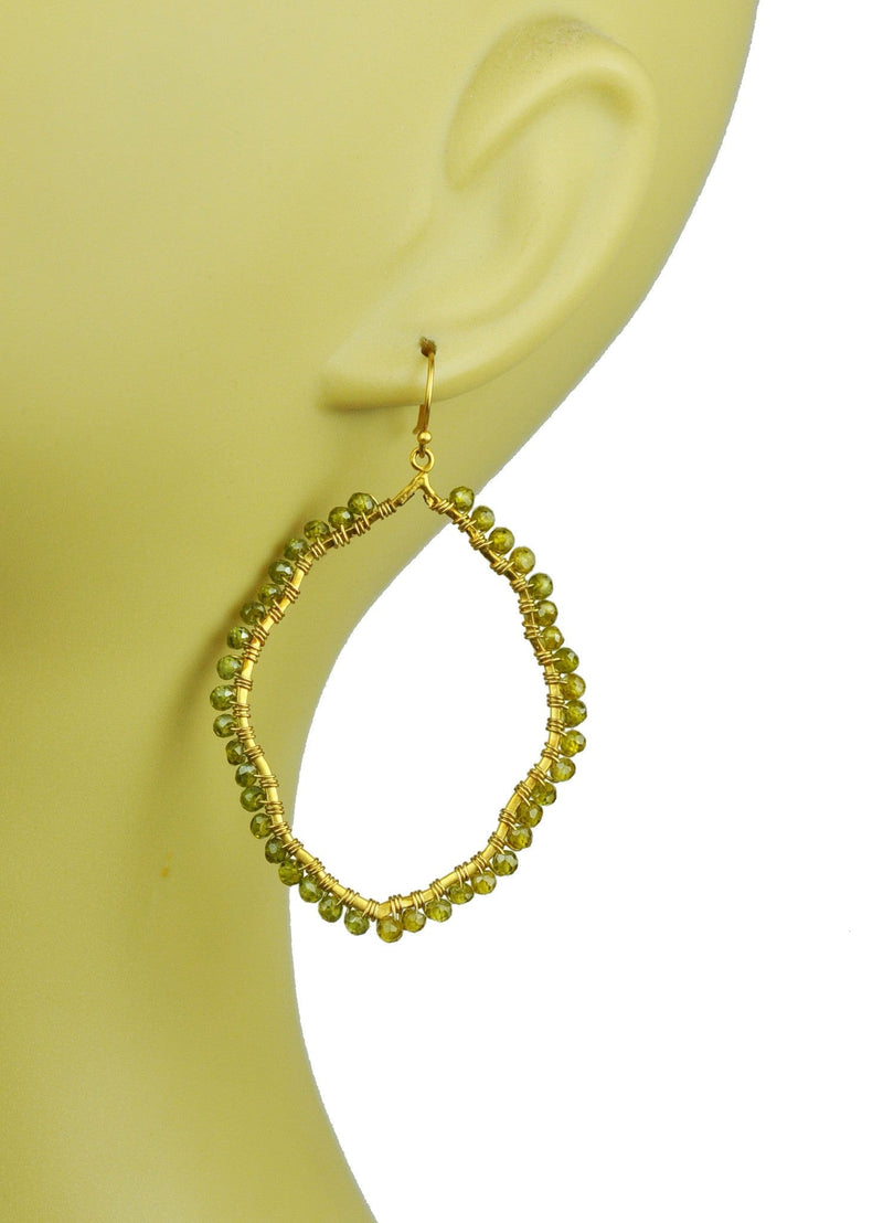 Gena Myint Earrings Gena Myint Green Tourmaline Organic Hoop Vermeil Earrings