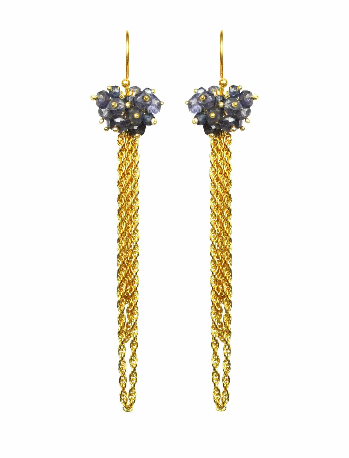 Gena Myint Earrings Gena Myint Iolite Cluster Tassel Vermeil Earrings