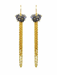 Gena Myint Earrings Gena Myint Iolite Cluster Tassel Vermeil Earrings