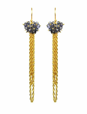 Gena Myint Earrings Gena Myint Iolite Cluster Tassel Vermeil Earrings