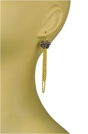 Gena Myint Earrings Gena Myint Iolite Cluster Tassel Vermeil Earrings