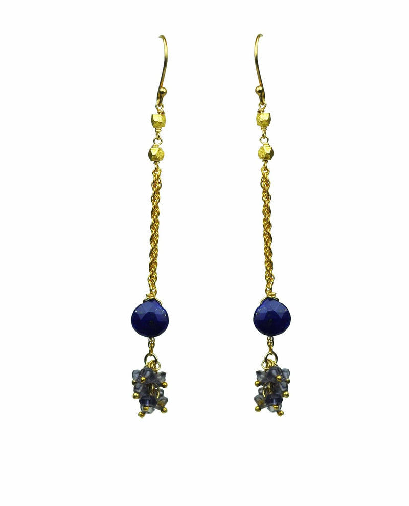 Gena Myint Earrings Gena Myint Lapis Lazuli Iolite Cluster Vermeil Earrings