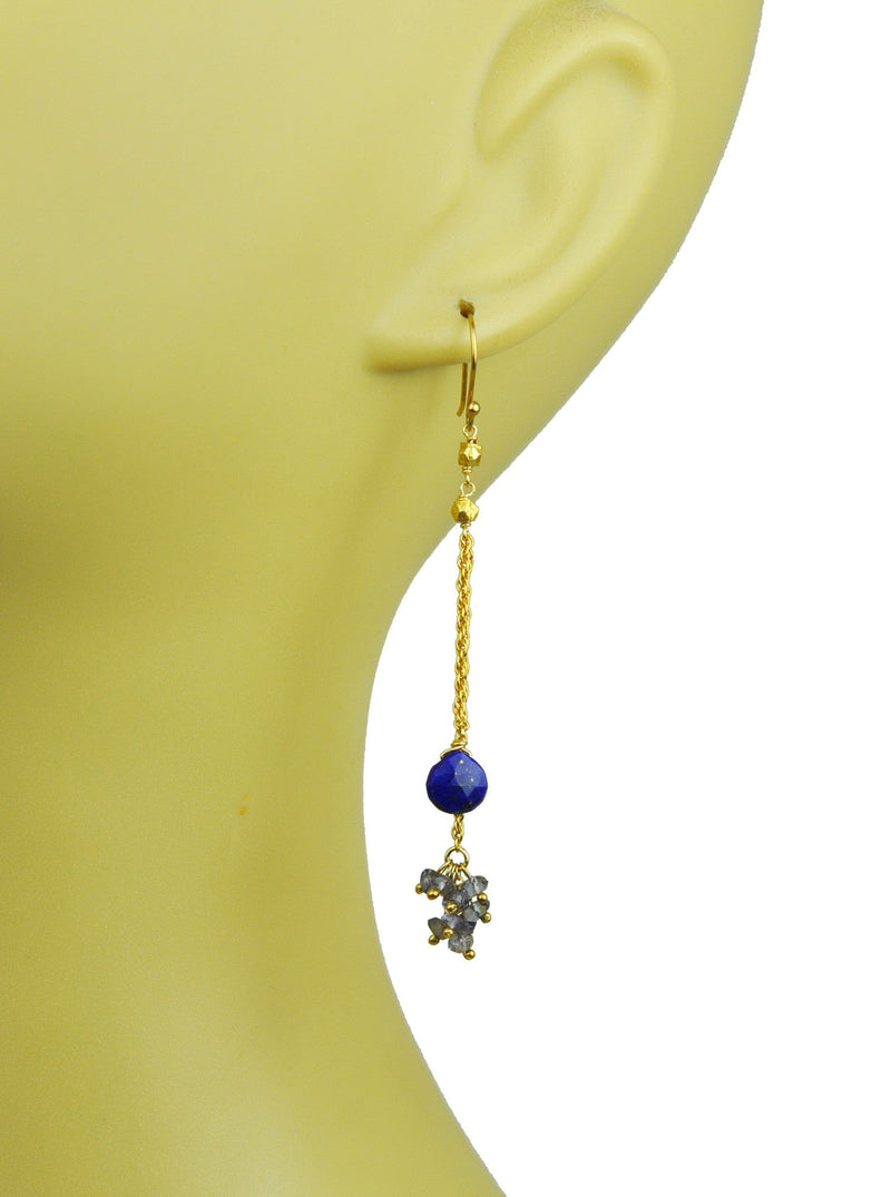 Gena Myint Earrings Gena Myint Lapis Lazuli Iolite Cluster Vermeil Earrings