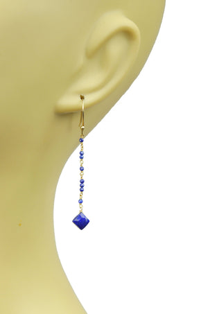 Gena Myint Earrings Gena Myint Lapis Lazuli Linear Vermeil Earrings