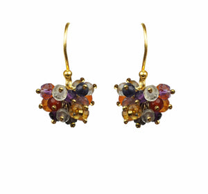 Gena Myint Earrings Gena Myint Mixed Sapphire Cluster Vermeil Earrings