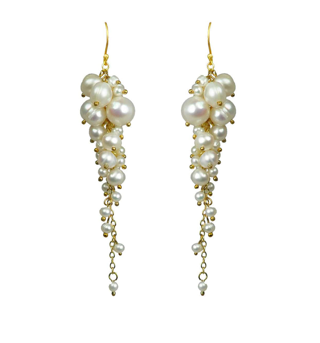 Gena Myint Earrings Gena Myint Pearl Cascading Cluster Earrings