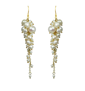 Gena Myint Earrings Gena Myint Pearl Cascading Cluster Earrings