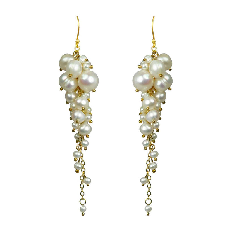 Gena Myint Earrings Gena Myint Pearl Cascading Cluster Earrings