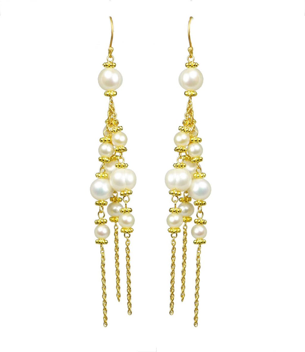 Gena Myint Earrings Gena Myint Pearl Chandelier Vermeil Earrings