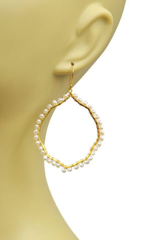 Gena Myint Earrings Gena Myint Pearl Organic Hoop Vermeil Earrings