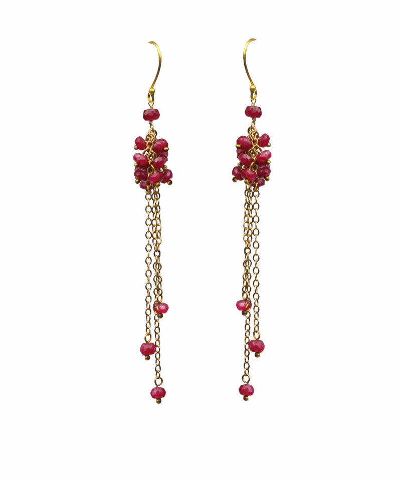 Gena Myint Earrings Gena Myint Ruby Cluster Shoulder Duster Vermeil Earrings