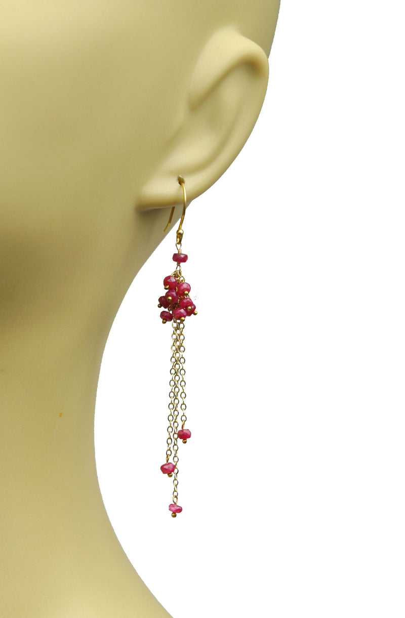 Gena Myint Earrings Gena Myint Ruby Cluster Shoulder Duster Vermeil Earrings