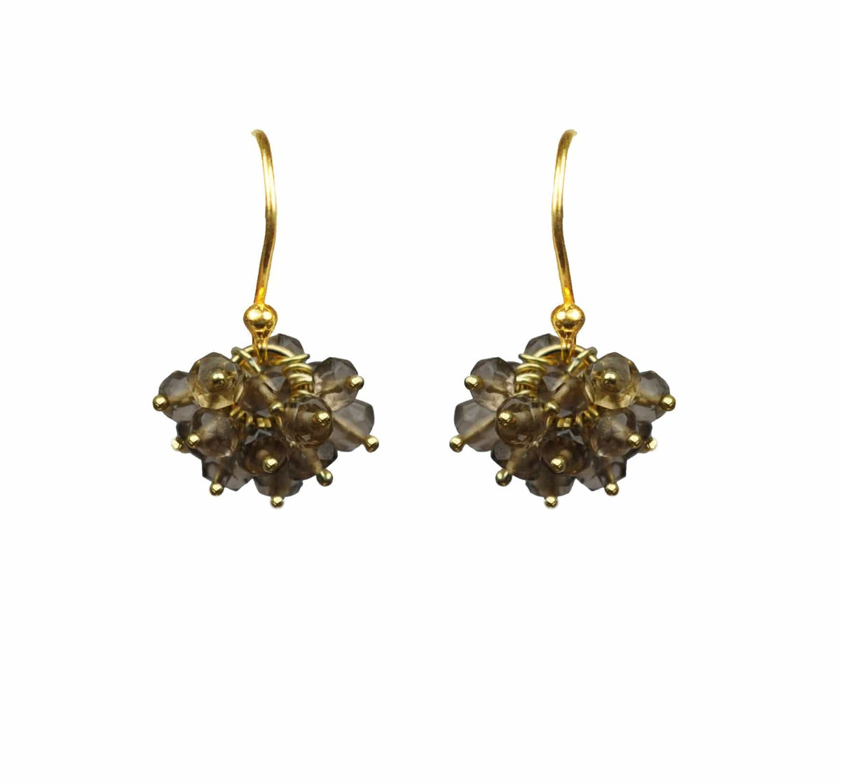 Gena Myint Earrings Gena Myint Smoky Topaz Cluster Vermeil Earrings