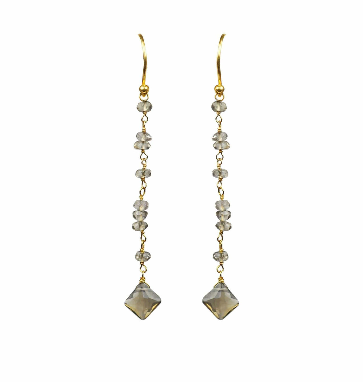 Gena Myint Earrings Gena Myint Smoky Topaz Linear Vermeil Earrings