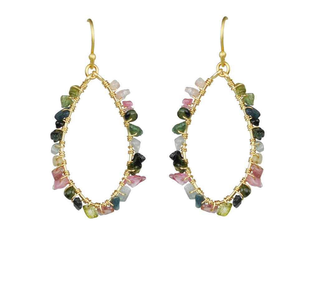 Gena Myint Earrings Gena Myint Tourmaline Hoop Vermeil Earrings