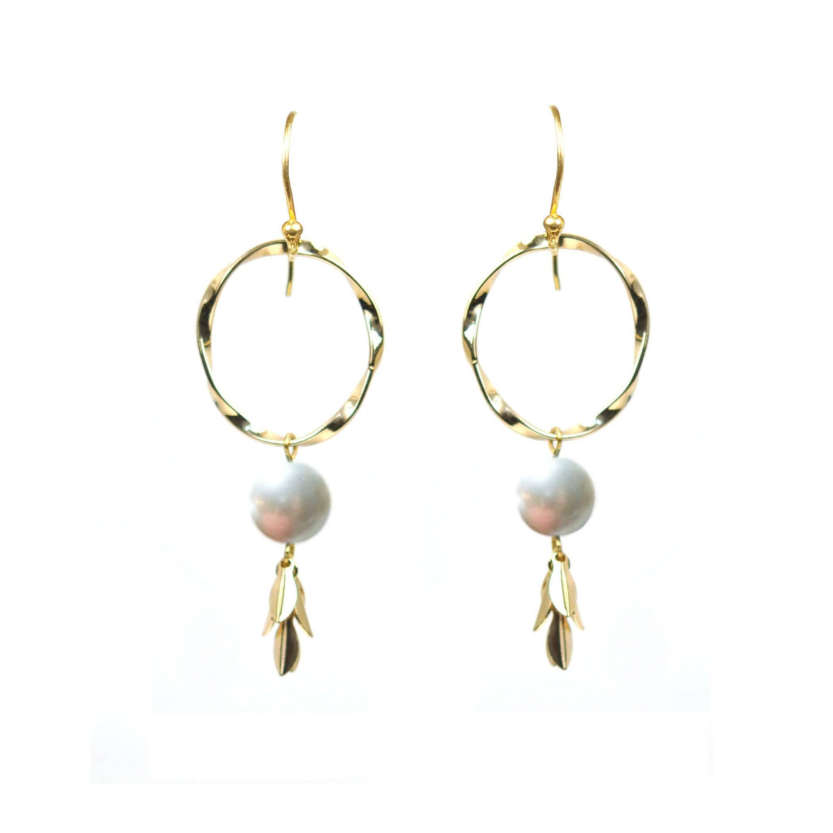 Gena Myint Earrings Gena Myint Twisted Circle Pearl Drop Vermeil Earrings