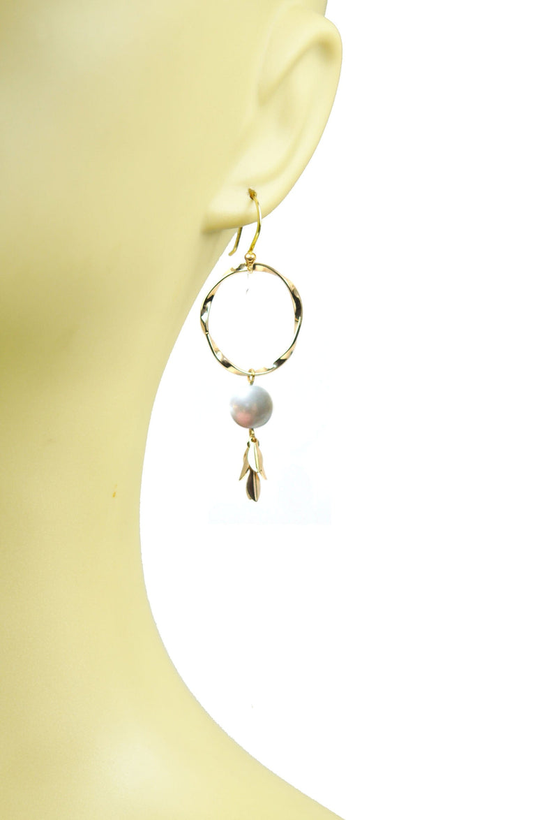 Gena Myint Earrings Gena Myint Twisted Circle Pearl Drop Vermeil Earrings