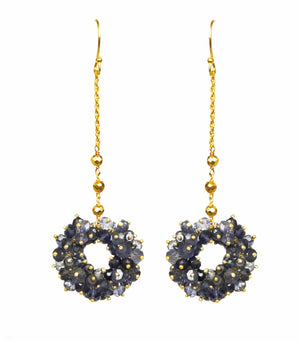 Gena Myint Earrings Iolite Cluster Linear Vermeil Earrings