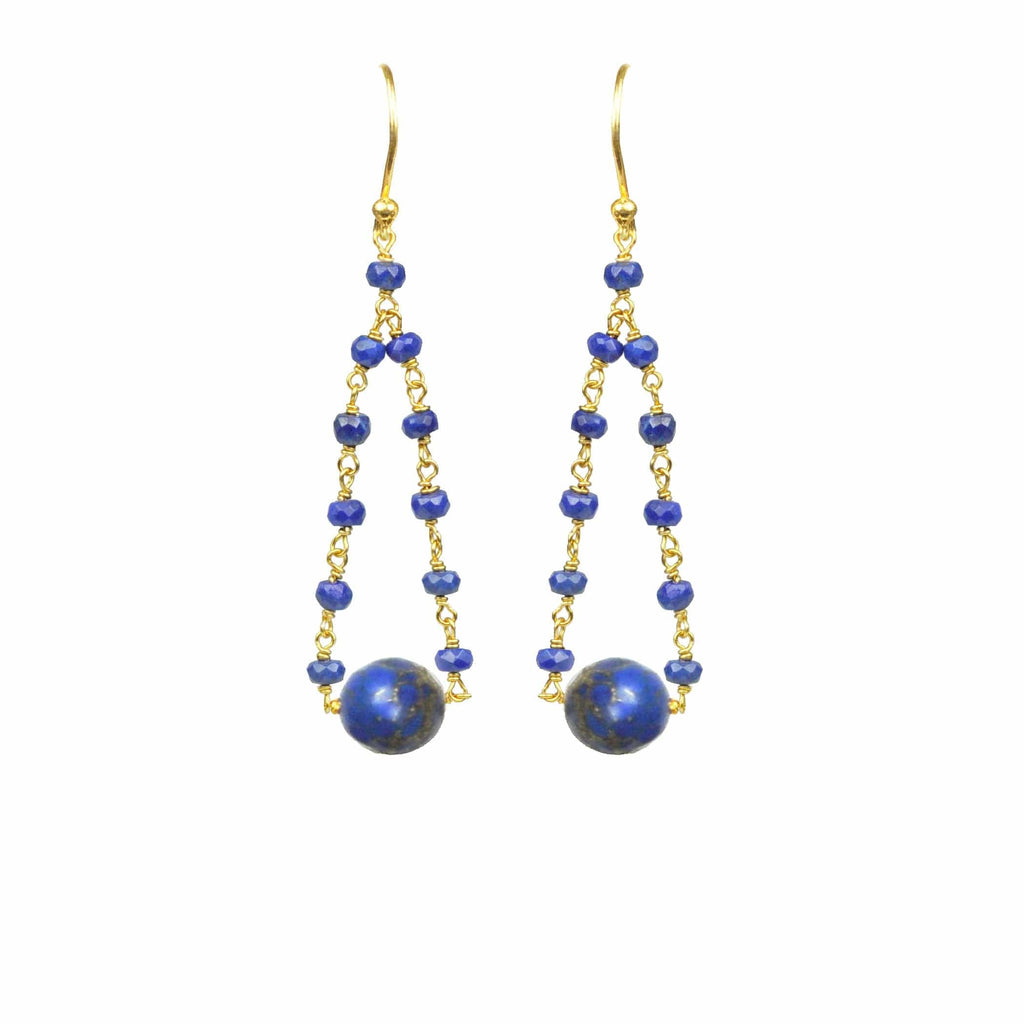 Gena Myint Jewelry Gena Myint Lapis Lazuli Pearl Pendulum Vermeil Earrings