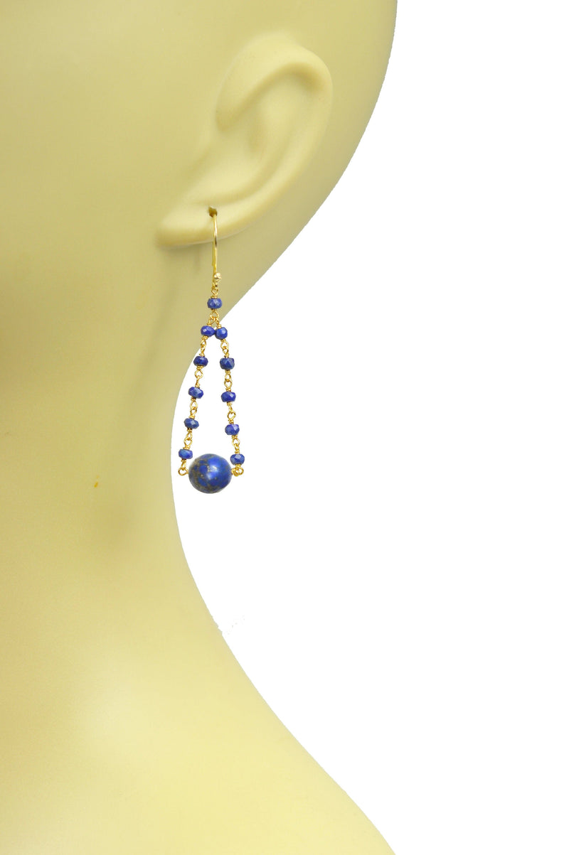 Gena Myint Jewelry Gena Myint Lapis Lazuli Pearl Pendulum Vermeil Earrings