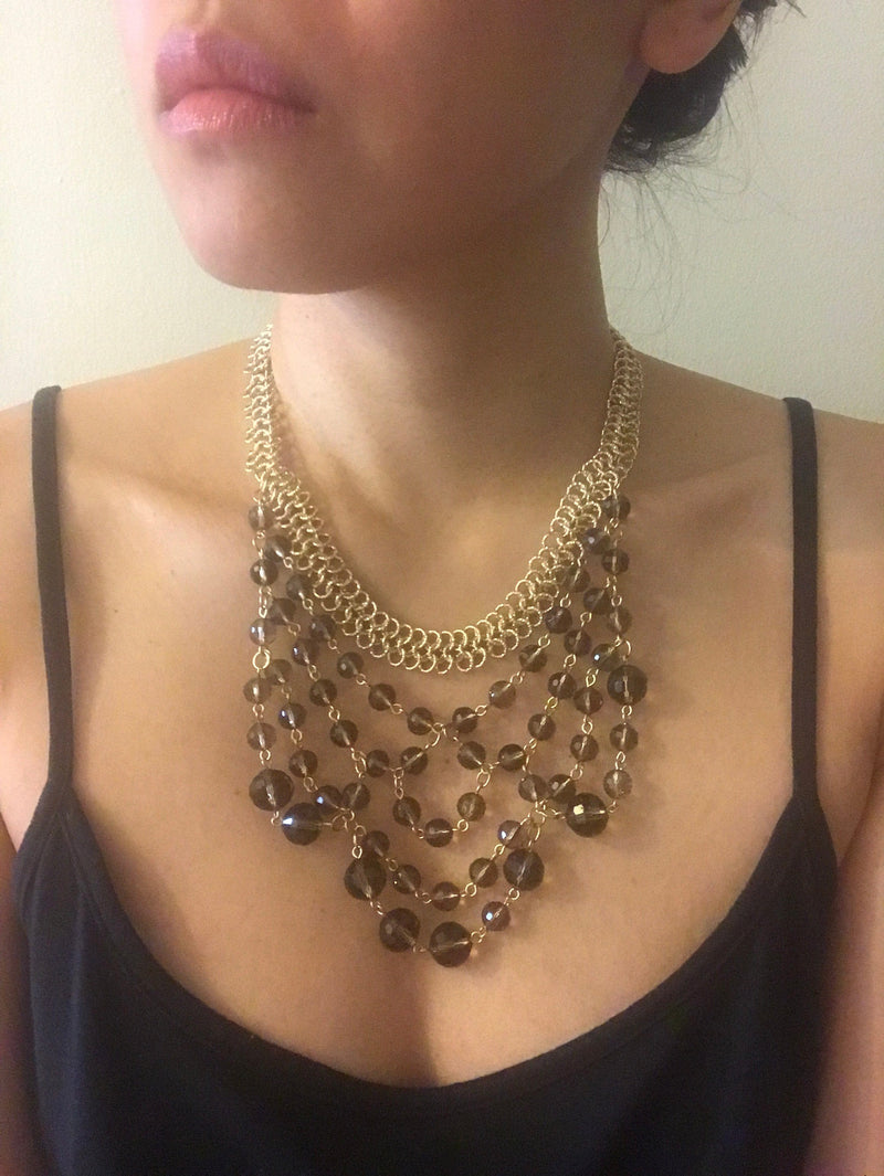 Gena Myint Necklace Gena Myint Smoky Topaz Bib Necklace