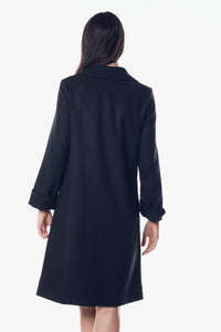 Le Réussi black and white tweed jacket Worsted Flannel Long Jacket-black | Le Réussi