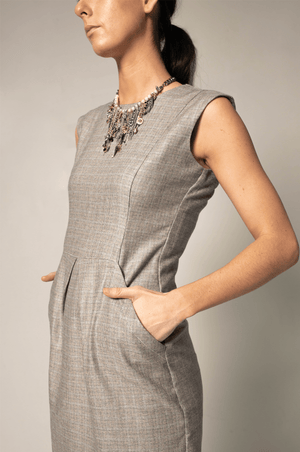 Le Réussi Dress pleated with pockets-wool Italian Wool Boss Dress | Le Réussi