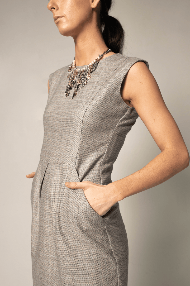 Le Réussi Dress pleated with pockets-wool Italian Wool Boss Dress | Le Réussi