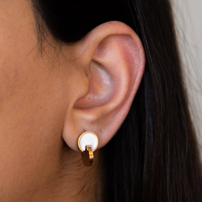 Le Réussi Earrings Stainless Rose Gold White Earrings | Le Réussi