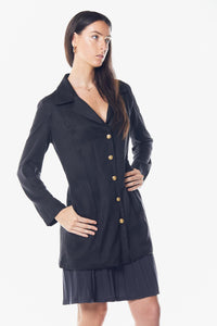 Le Réussi Linen Long Jacket Women's Linen Long Jacket in Black | Le Réussi