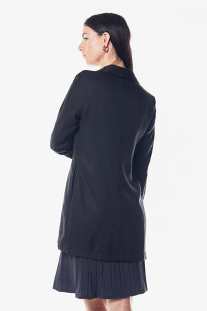 Le Réussi Linen Long Jacket Women's Linen Long Jacket in Black | Le Réussi