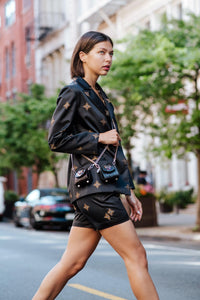 Le Réussi Women's Blazer Black And Gold Shorts | Le Réussi