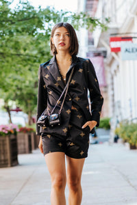 Le Réussi Women's Blazer Black And Gold Shorts | Le Réussi