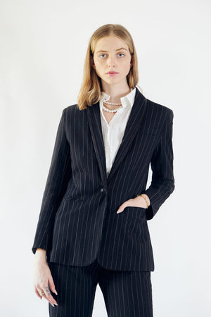 Le Réussi Women's Blazer Power Woman- Black/White Pinstripes Blazer/Suit | Le Réussi