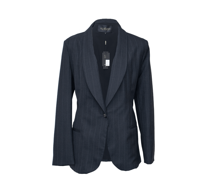 Le Réussi Women's Blazer Tailor Wool Dark Grey Blazer with Big Collar | Le Réussi