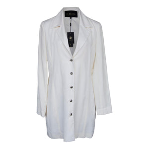 Le Réussi Women's Blazer Women's Linen Long Jacket in White | Le Réussi