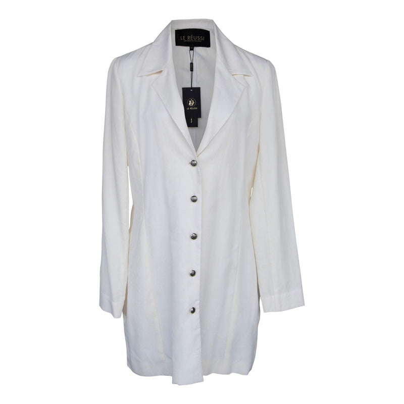 Le Réussi Women's Blazer Women's Linen Long Jacket in White | Le Réussi