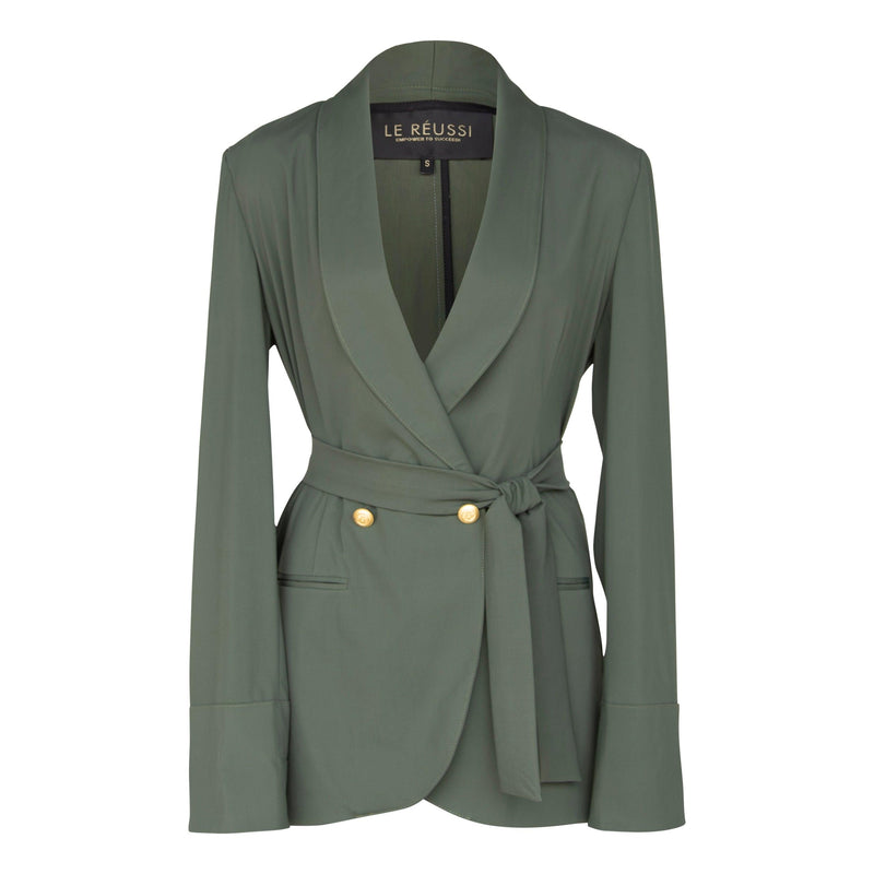 Le Réussi Women's Blazer Women's Olive Blazer with Front Buttons | Le Réussi