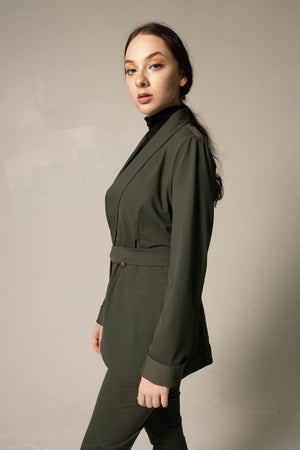 Le Réussi Women's Blazer Women's Olive Blazer with Front Buttons | Le Réussi