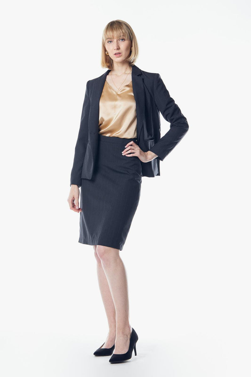 Le Réussi Women's Blazer Wool Dark Grey Blazer | Le Réussi