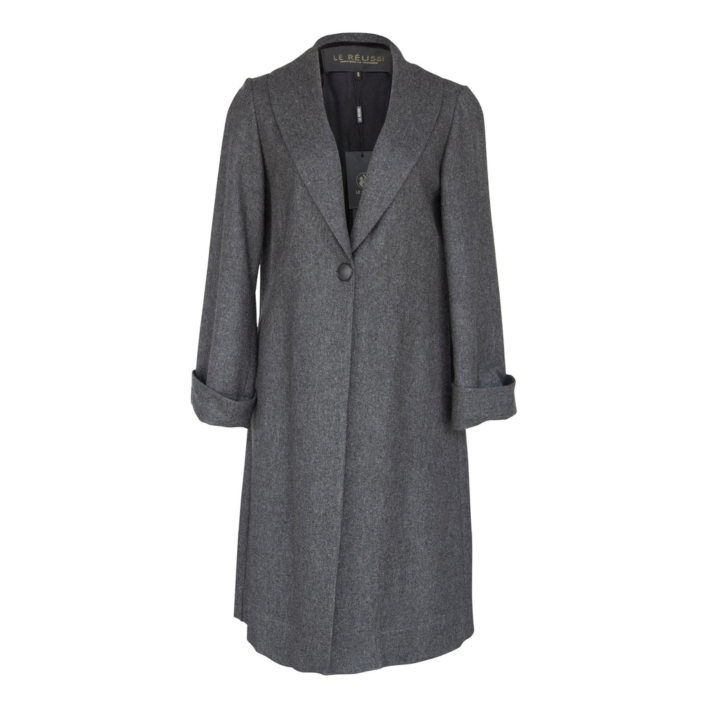 Le Réussi Women's Blazer Worsted Flannel Long Jacket in Dark Grey | Le Réussi