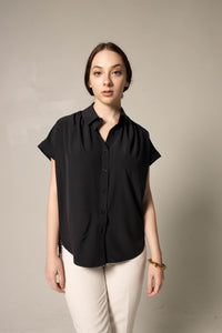 Le Réussi Women's Blouse Classic Black Collar Blouse | Le Réussi