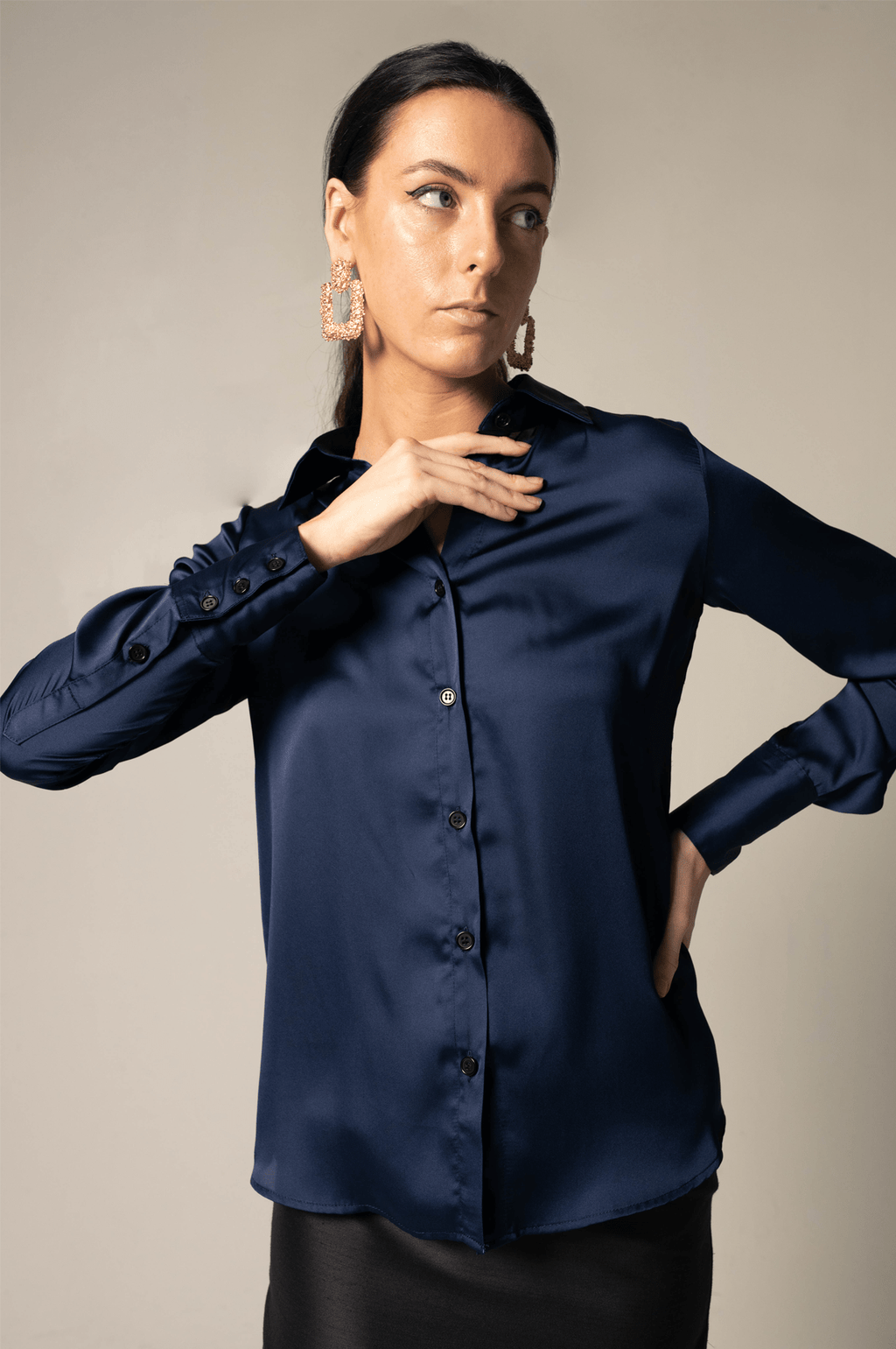 Le Réussi Women's Blouse Classy Women Silk Shirt in Royal Blue | Le Réussi